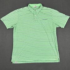 Peter Millar Polo Shirt Mens XL Green Stripe Short Sleeve Golf Cotton Stretch picture