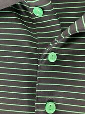 Peter Millar Summer Comfort Golf Polo Black Green striped Shirt Men's Size L picture