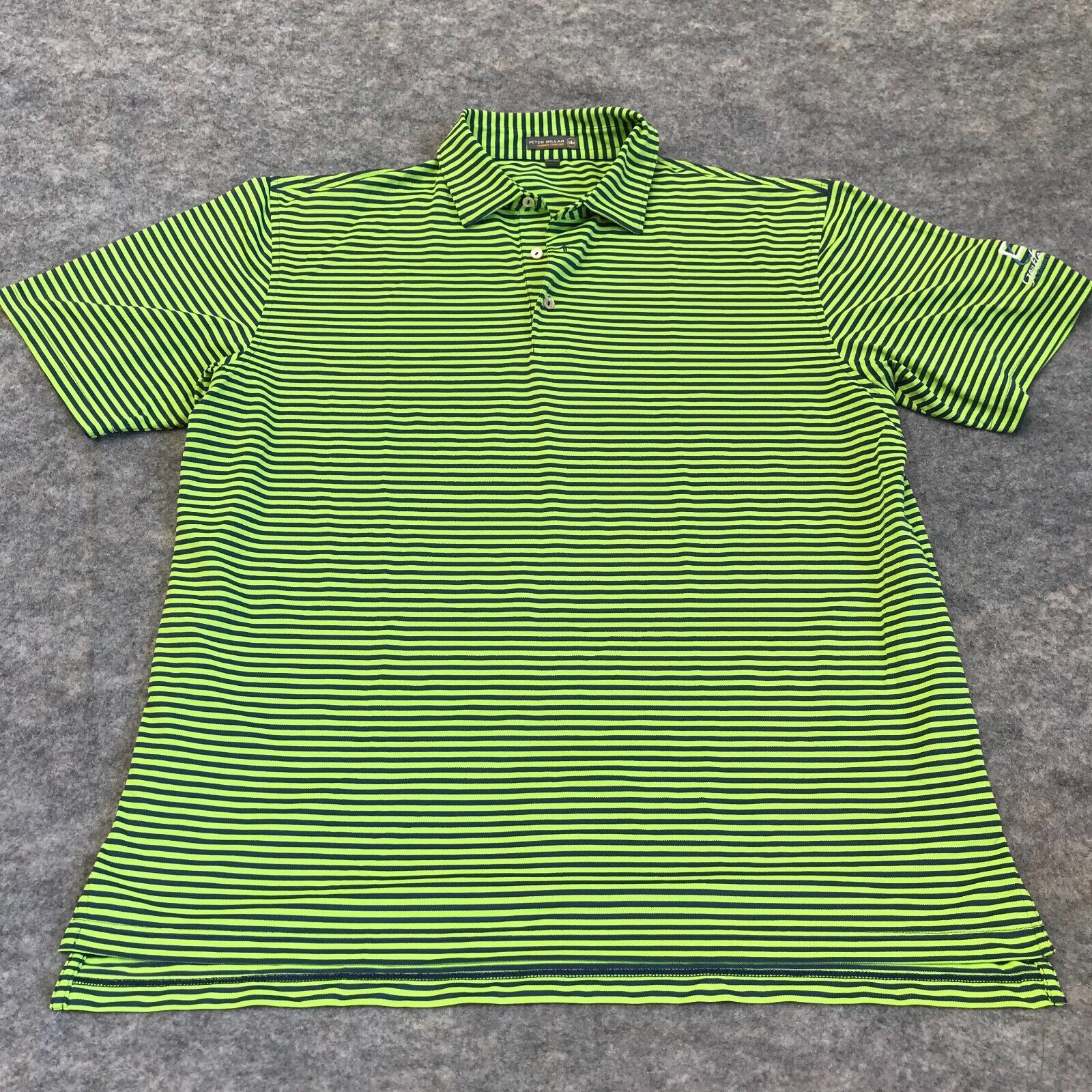 Peter Millar Summer Comfort Short Sleeve Polo Men\'s XL Green Blue Striped