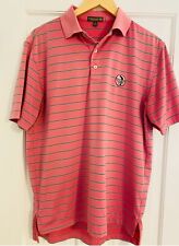 Peter Millar Summer Comfort Polo Shirt SNEDS Green Pink Striped Mens Small S picture