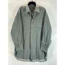 PETER MILLAR Men's Green/Brown Striped Vintage Button-Up Long Sleeve Shirt SZ XL picture