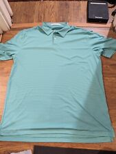 Peter Millar Featherweight Polo Shirt Mens XL Green Striped Performance Golf  picture