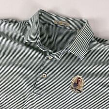 Peter Millar Polo Shirt Men’s XL Green Blue Striped Cotton Pelican Marsh Golf picture