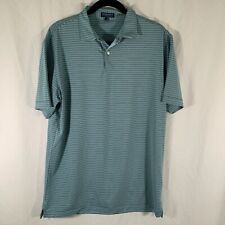 Peter Millar Polo Shirt Men's Medium Green Striped Crown Crafted Short Sleeve picture