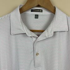 Peter Millar Summer Comfort Mint Green Pink Striped Polo Shirt Logo Large picture