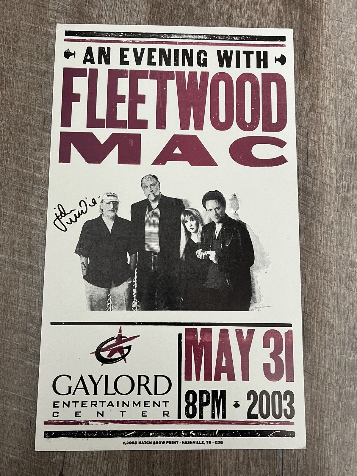 An Evening with Fleetwood Mac 5/31/03 Show Nashville John McVie Autograph Poster