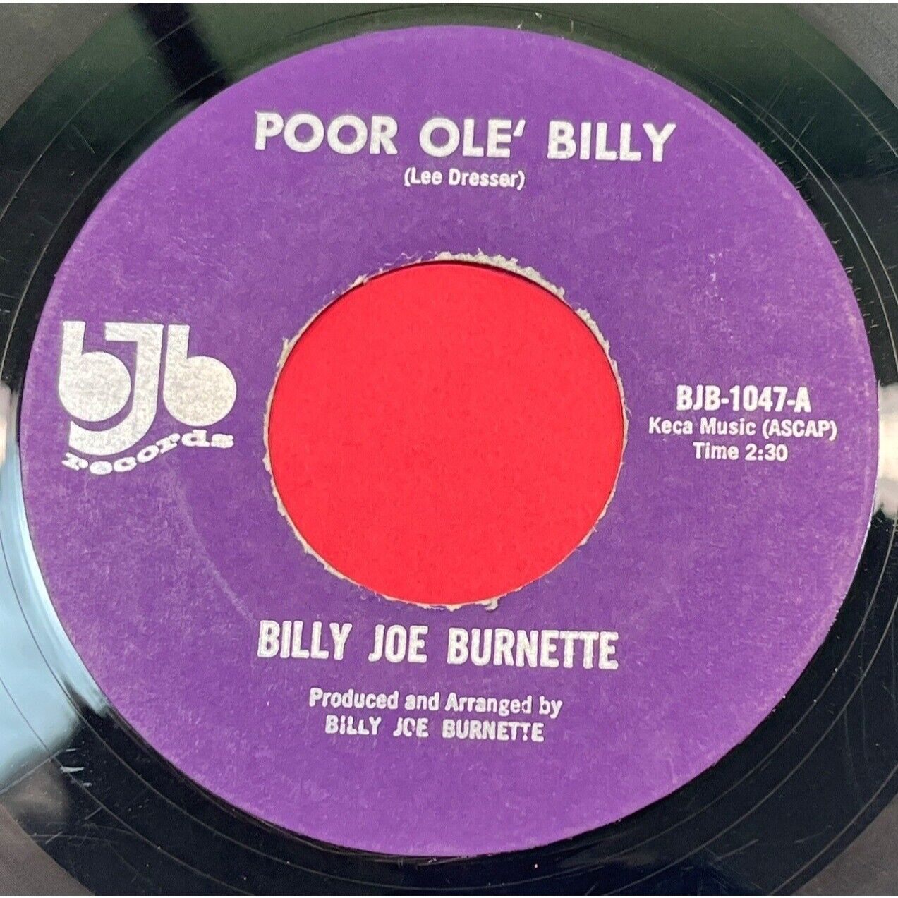 Billy Joe Burnette Poor Ole Billy / Crying 45 Country BJB Records 1047