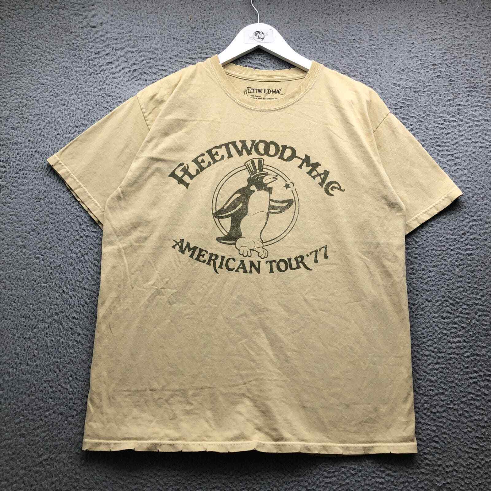 Fleetwood Mac American Tour \'77 T-Shirt Men\'s M/L Short Sleeve Graphic Yellow