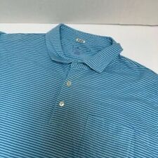 Peter Millar Pima Cotton Blue & Green Striped Short Sleeved Polo size Large picture