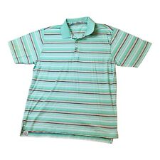 Peter Millar Crown Men's Striped Polo Shirt Golf Green Short Sleeve Size L picture
