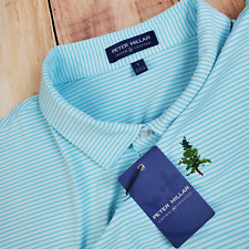 Peter Millar Shirt Men Large Green Stripe Crown Crafted Bullock Performance Polo picture