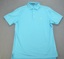 Peter Millar Summer Comfort MensM  Blue Green Striped Golf Polo Shirt  PGA Tour picture