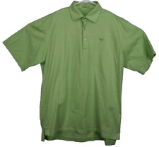 Peter Millar Mens Polo Shirt Size L SS 3Button Green Striped Mercerized Cotton picture