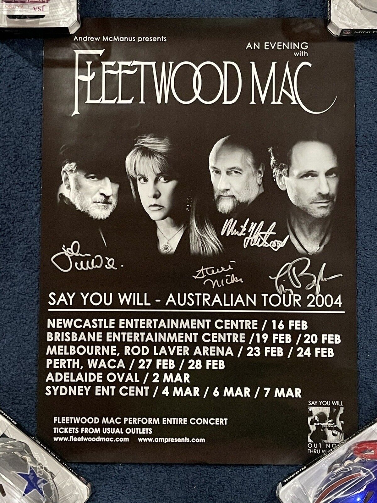 Rare Fleetwood Mac Signed Poster JSA Stevie Nicks Mick John McVie Lindsey