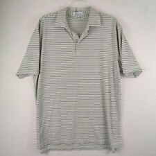 Peter Millar Mens Polo Shirt Green White Striped Golf Rugby Large picture