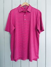 Peter Millar Summer Comfort Golf Polo Shirt L Large Magenta Pink Green Stripe picture