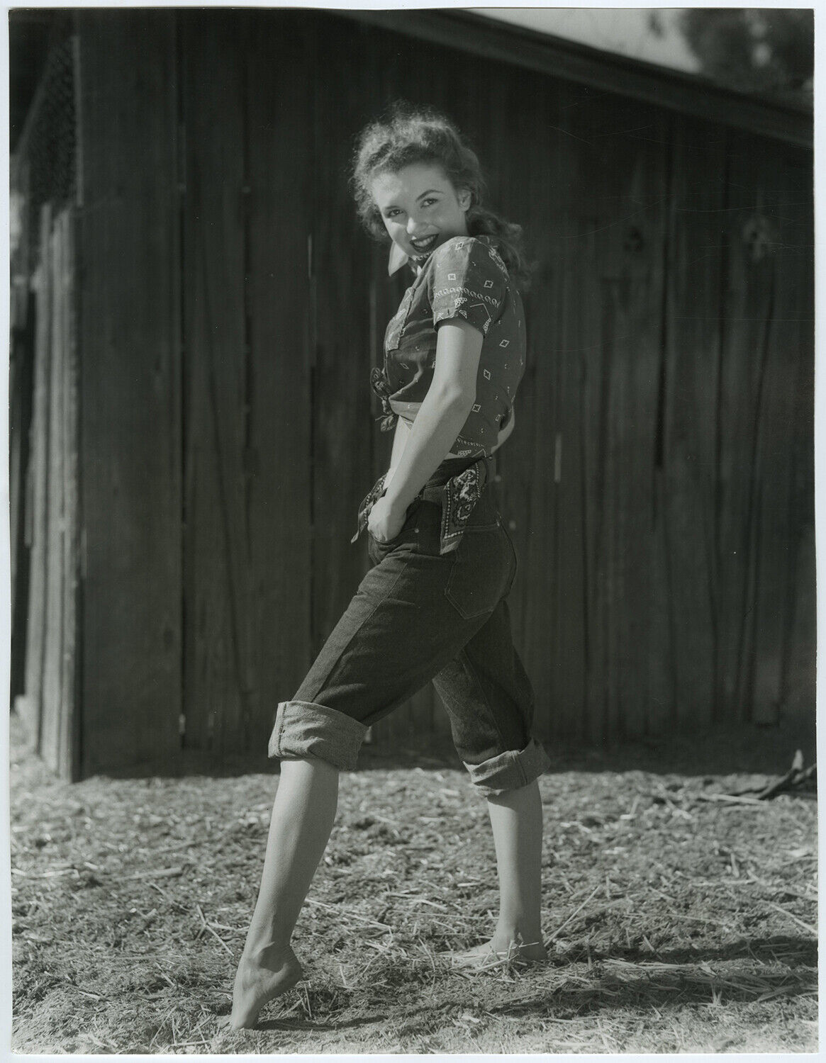 Barefoot Cowgirl Marilyn Monroe Large Original 1945 Andre De Dienes Photograph For Sale