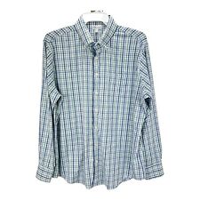 Peter Millar Summer Comfort XL Light Dark Blue Green Plaid Button Up Shirt picture