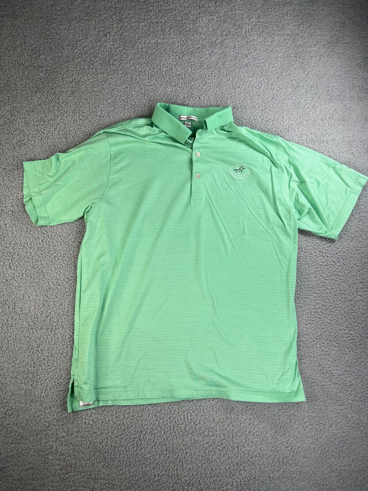 Peter Millar Green Striped Golf Polo Shirt Mens Size Large L