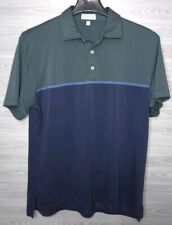 Peter Millar Sz M Summer Comfort Golf Polo Shirt Blue Green Colorblock Striped  picture