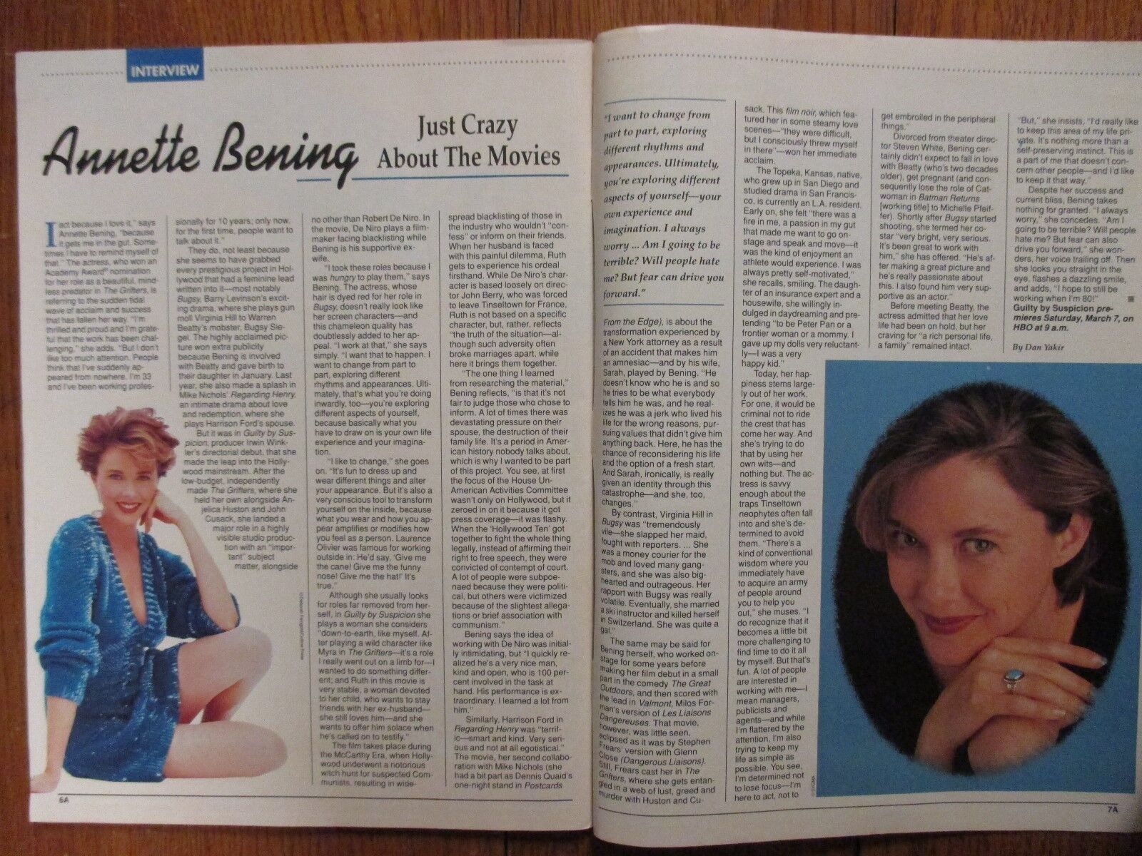 March 7, 1992 Harrisburg Pa. TV Host Magazine(ANNETTE  BENING/RICK  VITO)