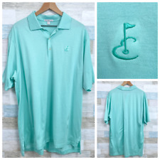 Peter Millar Soft Jersey Golf Course Logo Polo Shirt Solid Green Cotton Mens XL picture