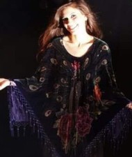 DEEP PURPLE ARTDECO STEVIE NICKS STYLE VELVET MUCHA GYPSY BOHO DELUXE PONCHO  picture