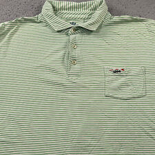 Peter Millar Seaside Wash Polo Shirt Men's Large  Striped Embroidered Green picture