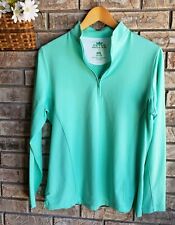 Peter Millar Women's Raglan Sleeve Sun Shirt Quarter Zip Pullover Large Green picture
