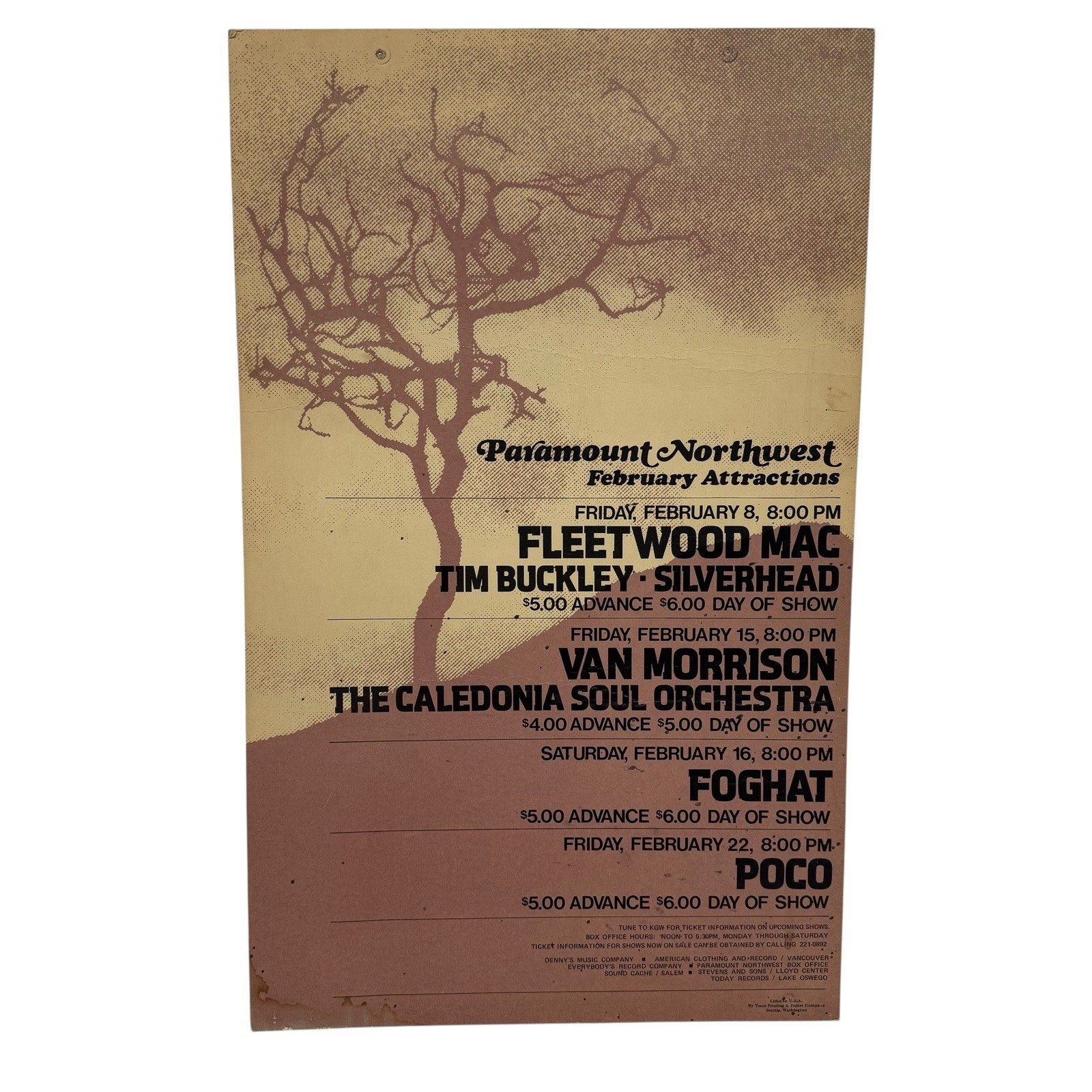 PARAMOUNT NORTHWEST FLEETWOOD MAC, VAN MORRISON, FOGHAT, POCO CONCERT POSTER PARAMOUNT NORTHWEST FLEETWOOD MAC, VAN MORRISON, FOGHAT, POCO CONCERT POSTER