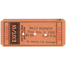 BILLY BURNETTE Concert Ticket Stub NASHVILLE TN 11/6/80 EXIT/IN FLEETWOOD MAC picture