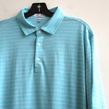 Peter Millar Polo Green Crown Cool Striped Heather Green Cotton Linen Tencel picture