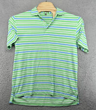 Peter Millar Summer Comfort Green Blue Striped Stretch Polo Shirt Men’s M Read picture
