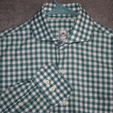 Peter Millar Button Up Shirt Mens Medium Green Checked Long Sleeve Casual picture