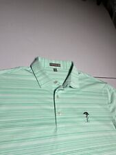 Peter Millar Shirt Men's Large Summer Comfort Green Striped Polo Golf Club picture