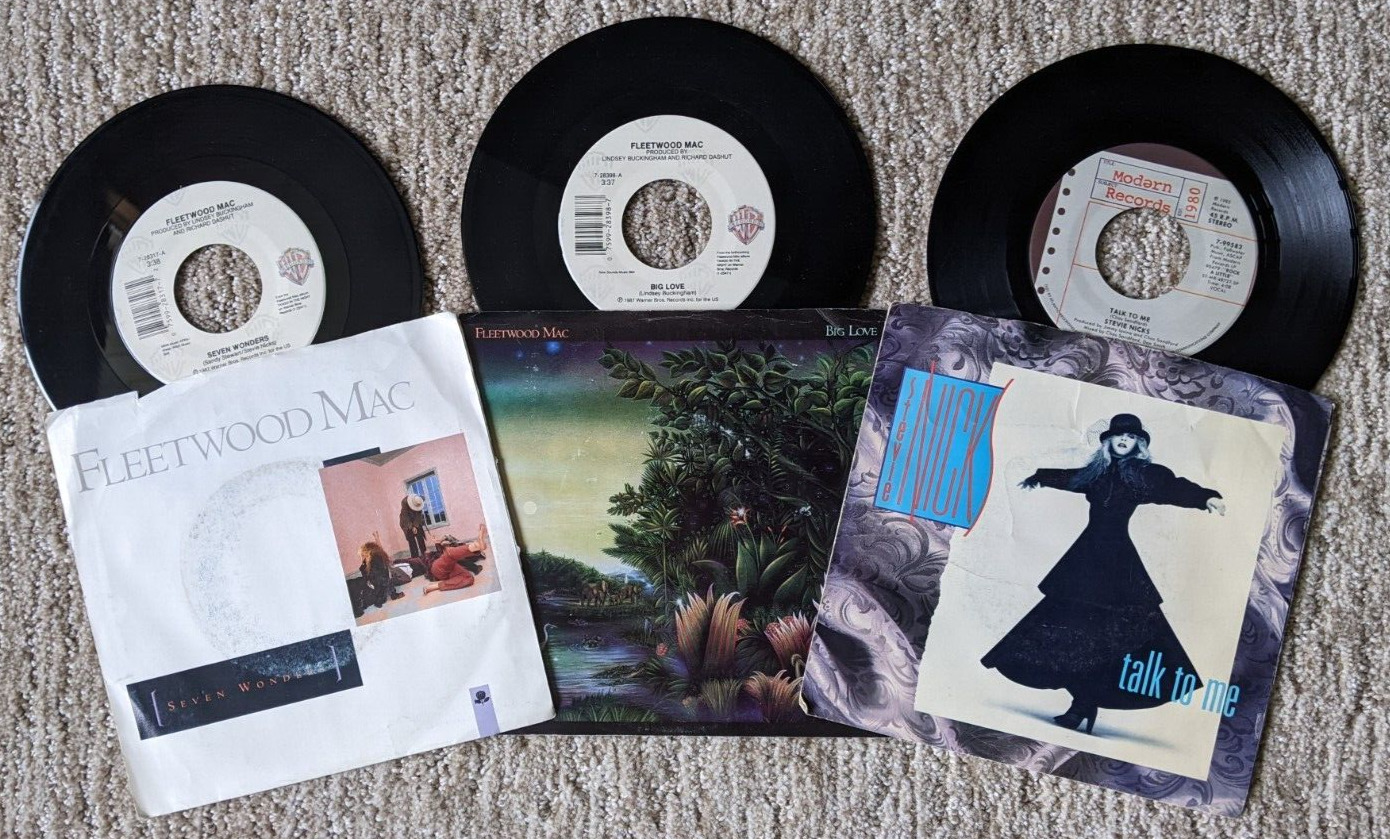 Fleetwood Mac/Stevie Nicks 45 rpm Lot: Big Love,Seven Wonders,Talk To Me-TESTED