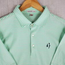 PETER MILLAR Size Large Mens Green/White Polo Shirt Golf Short Sleeve Cotton  picture